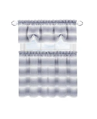 Kate Aurora Isabelle Abstract 3 Piece Cafe Rod Pocket Kitchen Curtain Tier And Valance Set