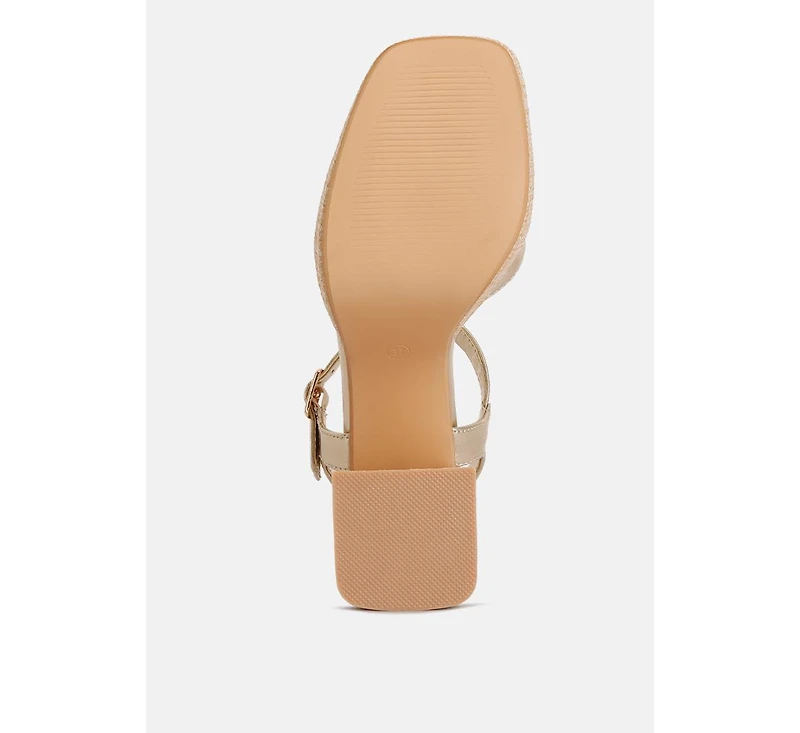 lofty metallic faux leather block heel sandals