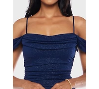 B Darlin Junior's Off-The-Shoulder Glitter Knit Dress