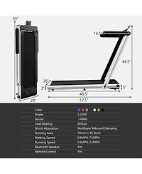 2.25HP 2 1 Folding Treadmill with App Speaker Remote Control