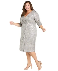 R & M Richards Petite Surplice Hankie Midi Dress