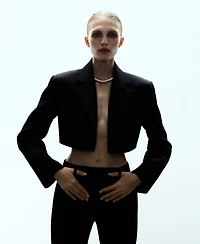 Mango Women's Cropped Wool Suit Blazer