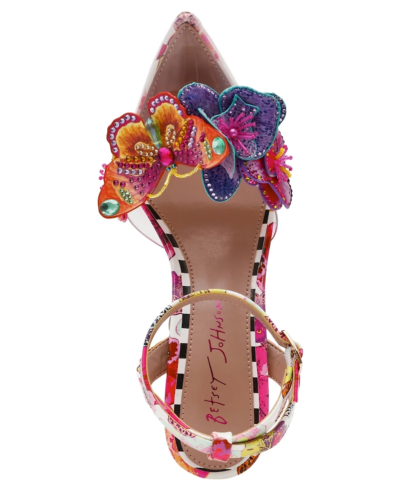 Betsey Johnson Women's Chelsie Butterfly Floral Ankle Strap Pumps