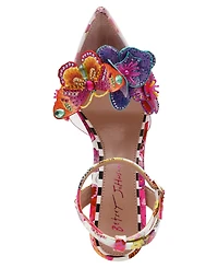 Betsey Johnson Women's Chelsie Butterfly Floral Ankle Strap Pumps