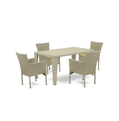 East West Furniture Wicker Patio Set Natural Linen