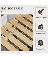 Homcom Double Laundry Hamper with 2 Removable Bags, and Natural Wood