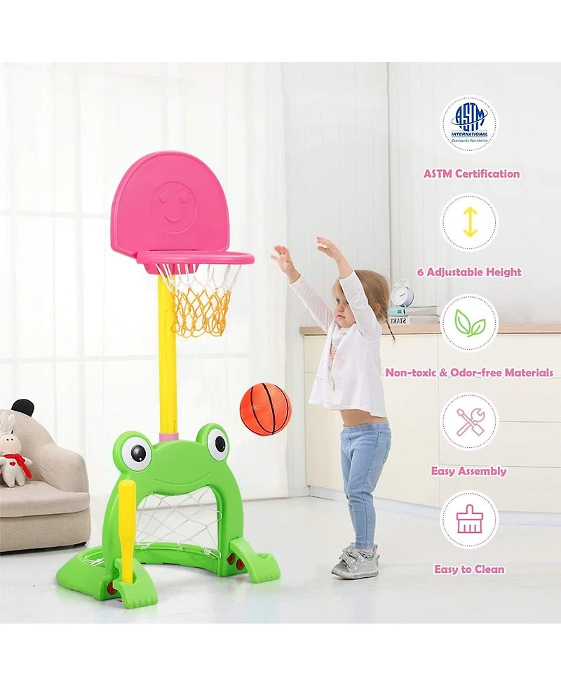 Mecale 3-in-1 Kids Basketball Hoop Set Stand