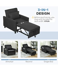 Homcom 3-in-1 Convertible Chair Bed, Adjustable Sleeper Chair,