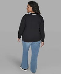 Karl Lagerfeld Paris Plus V-Neck Side Logo Sweater