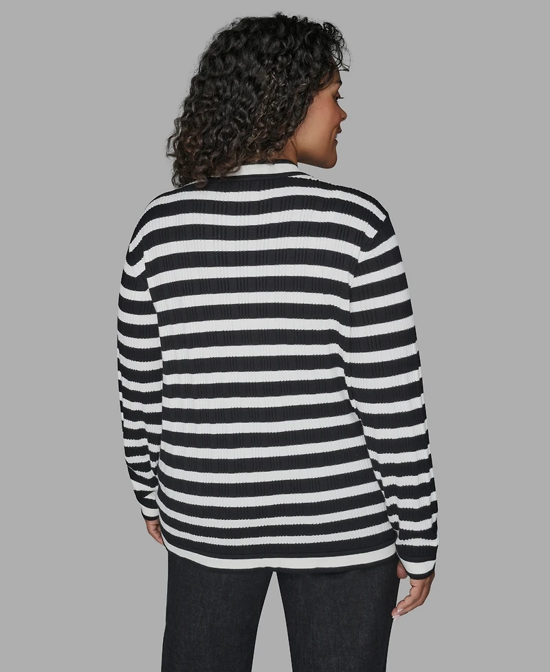 Karl Lagerfeld Paris Plus V-Neck Button Front Cardigan