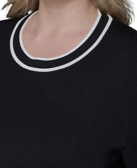 Karl Lagerfeld Paris Plus Crewneck Short-Sleeve Sweater