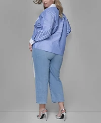 Karl Lagerfeld Paris Plus Long-Sleeve Stripe Shirt