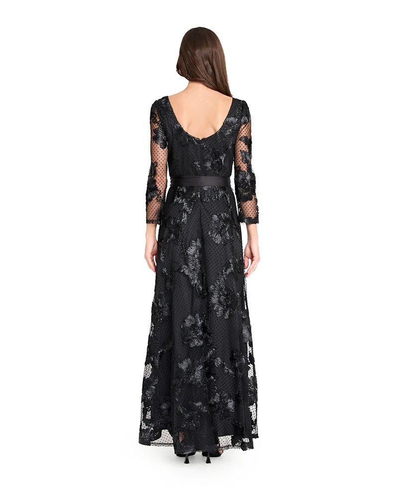 Tahari Asl Women's Embroidered Maxi Gown