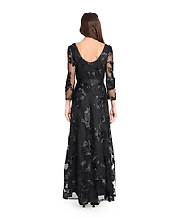 Tahari Asl Women's Embroidered Maxi Gown