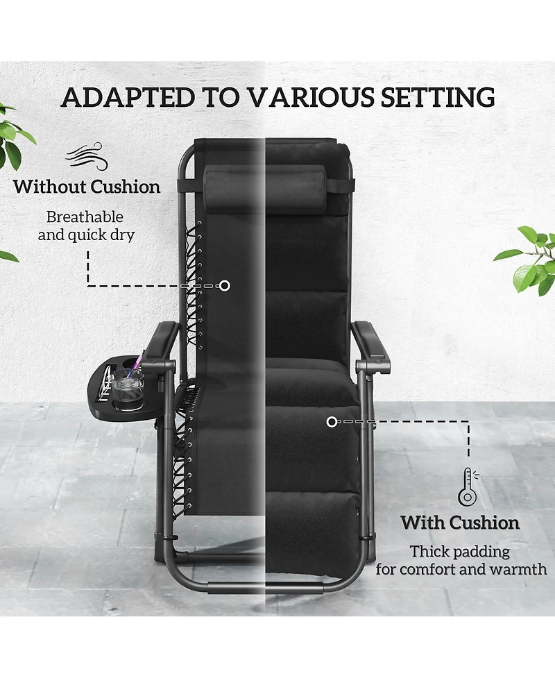 Outsunny Zero Gravity Lounge Chair Set Padded Outdoor Recliner Chair,