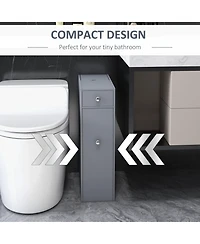 Homcom Wooden Narrow Modern Bathroom Furniture Cabinet, Gray