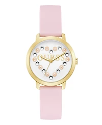 Guess Women's Gold-Tone Pink Silicone Analog Watch, 36mm