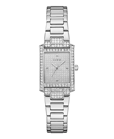 Guess Women's Sivler-Tone Glitz Analog Watch, 23mm