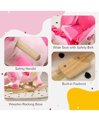 Qaba Kids Rocking Chair with Sound, Wood Base Seat, Safety Belt, Unicorn