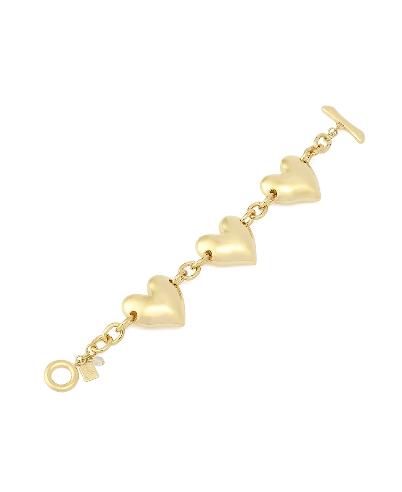 Robert Lee Morris Soho Gold Heart Charm Statement Toggle Bracelet