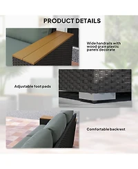 Outsunny 3-Seater Outdoor Sofa w/ Thick Cushions, Patio Couch,