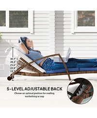 Outsunny Wicker Outdoor Chaise Lounge Chair Set, 5 Adjustable Back,