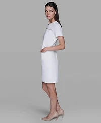 Karl Lagerfeld Paris Women's Crewneck Chain Detail Shift Dress