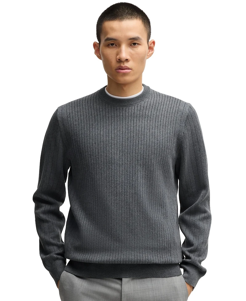Boss by Hugo Men's Vertical Striped Regular-Fit Sweater
