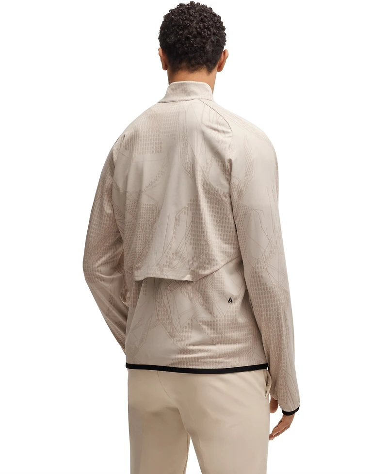 Boss by Hugo Men's Jacquard Pattern Active Zip-Up Sweatshirt