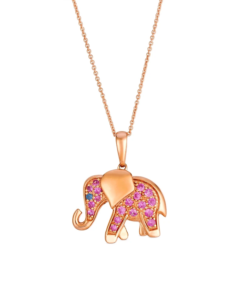 Le Vian Sapphire (0.01 ct. t.w.) and Pink Sapphire (0.35 ct. t.w.) Pendant Necklace in 14k Strawberry Gold