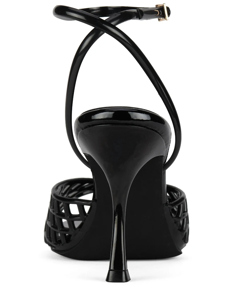 Jeffrey Campbell Women's Lattix Caged Jelly Mid-Heel Dress Sandals