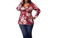Kiyonna Women's Plus Abigail Long Sleeve Twist Top