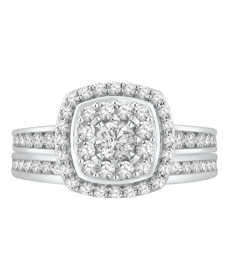 Macy's Diamond Halo Cluster Bridal Set (1-1/4 ct. t.w.) in 14K White Gold