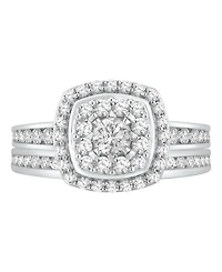 Macy's Diamond Halo Cluster Bridal Set (1-1/4 ct. t.w.) in 14K White Gold