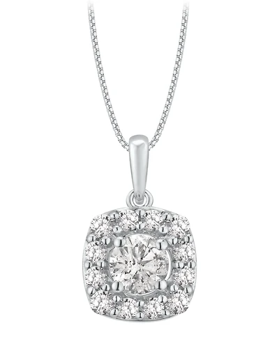 Macy's Diamond Square Halo Pendant Necklace (3/4 ct. t.w.) in 14k White Gold