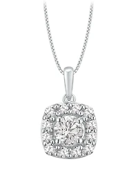 Macy's Diamond Square Halo Pendant Necklace (3/4 ct. t.w.) in 14k White Gold