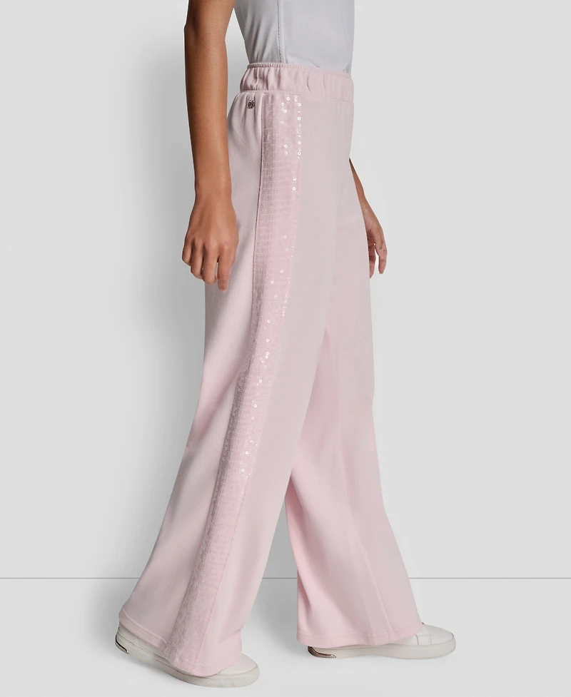 Dkny Jeans Petite Sequin Mid-Rise Wide-Leg Pants