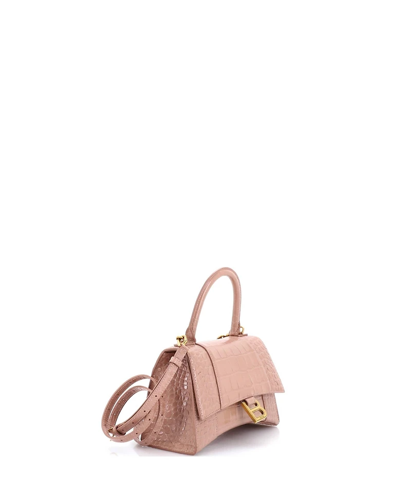 Pre-Owned Balenciaga Small Hourglass Top Handle Bag Embossed Leather