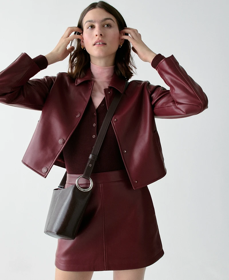 kate spade new york Halo Glazed Leather Mini Bucket Bag