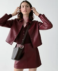 kate spade new york Halo Glazed Leather Mini Bucket Bag