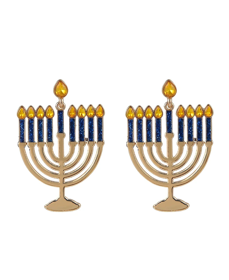 Hallmark Menorah Post Earrings