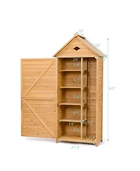 Sugift Wooden Outdoor Lockable Garden Tool Storage