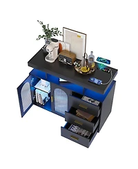 Vlsrka Wine Bar Storage Cabinet with Led Lights