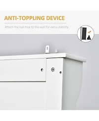 Homcom Wooden Hallway Coat Rack with Five Steel Hooks and Hinge Storage Sitting Area