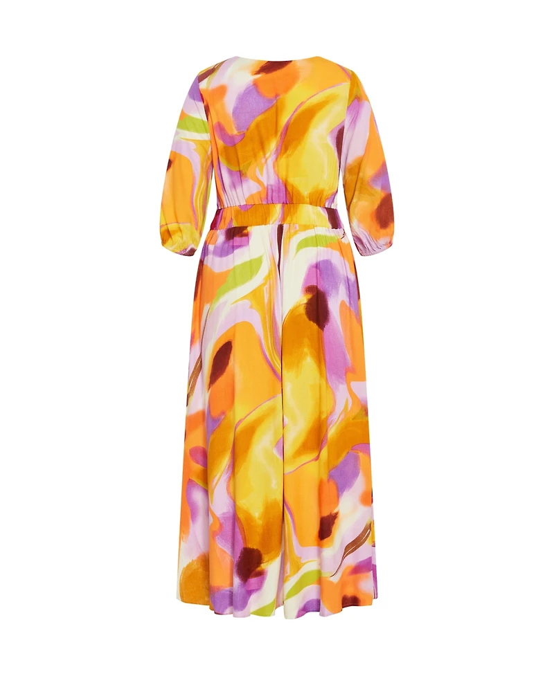 City Chic Women's Swirl Tie Print Dress