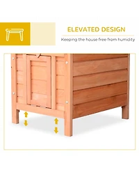 PawHut Wooden Rabbit Hutch 20'' Pet Habitat Cages Bunny Small Animal House New