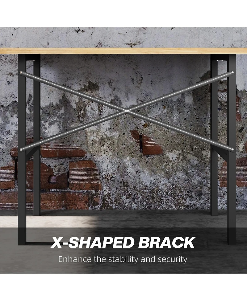 Homcom 46"L x 28"W Garage Table with X Bar Support and Tabletop Natural/Black