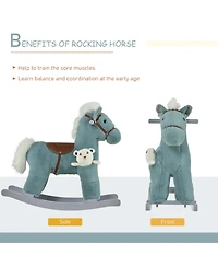 Qaba Kids Plush Ride-On Rocking Horse Toy Chair w/ Soft Plush Toy