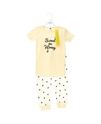 Hudson Baby Infant Girls Cotton Pajama Set, Sweet As Honey, 6 Years