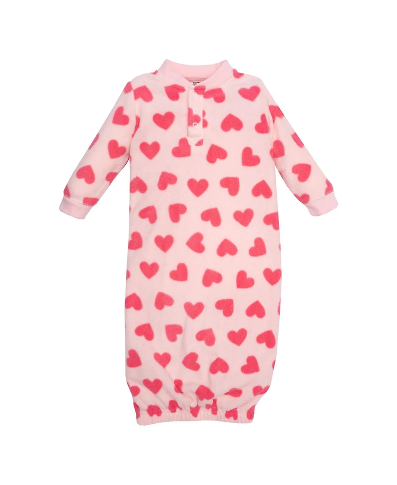 Hudson Baby Baby Girls Hudson Fleece Gowns, Blue Butterfly Floral, 0-6 Months